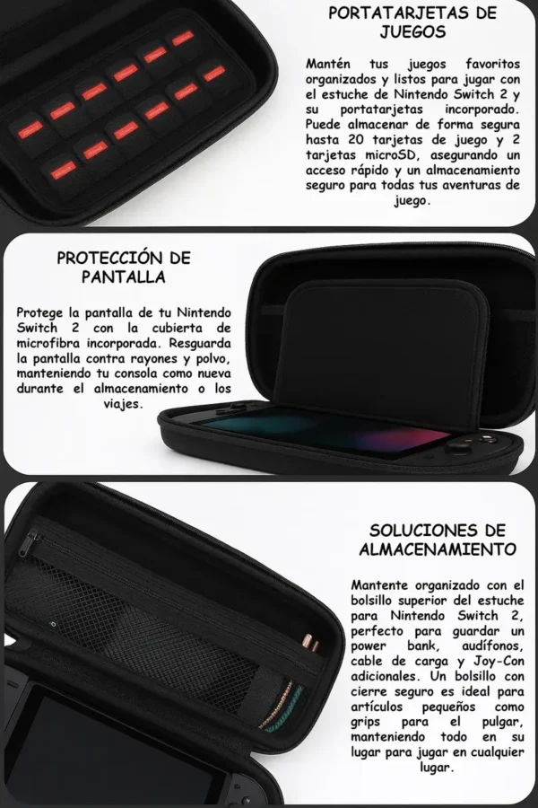 Estuche Maleta Rigido Para Nintendo Switch 2 + 4 Siliconas