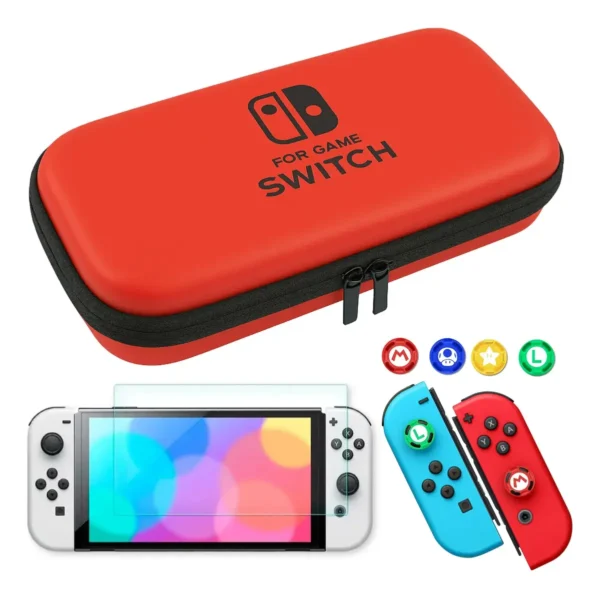 Kit 6 Estuche Funda Maleta Nintendo Switch Oled Vidrio 4 Cap