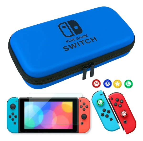 Kit 6 Estuche Funda Maleta Nintendo Switch 1 Vidrio 4 Caps
