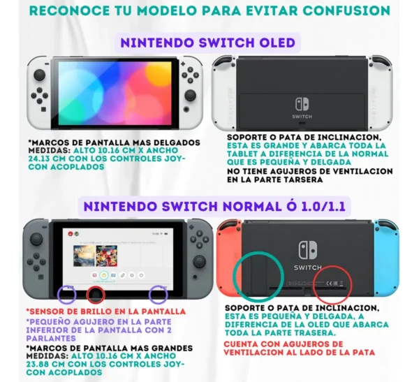 Kit 6 Estuche Funda Maleta Nintendo Switch 1 Vidrio 4 Caps