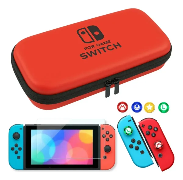Kit 6 Estuche Funda Maleta Nintendo Switch 1 Vidrio 4 Caps
