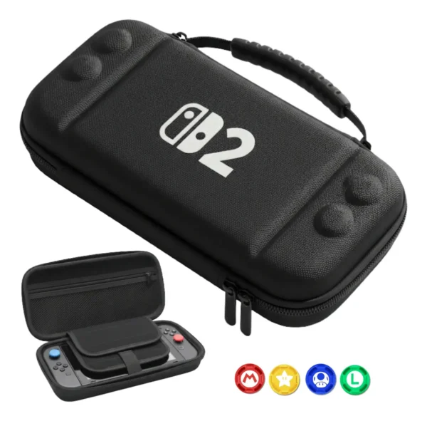 Estuche Maleta Rigido Para Nintendo Switch 2 + 4 Siliconas