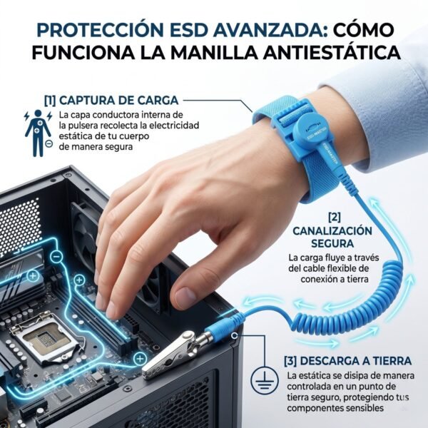 Pulsera Antiática con Cable